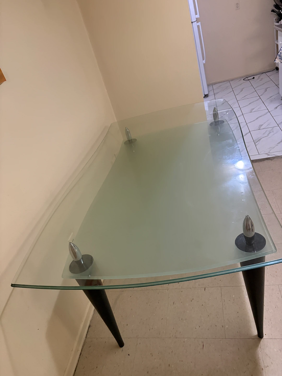 Glass top dining table with black legs - photo 3