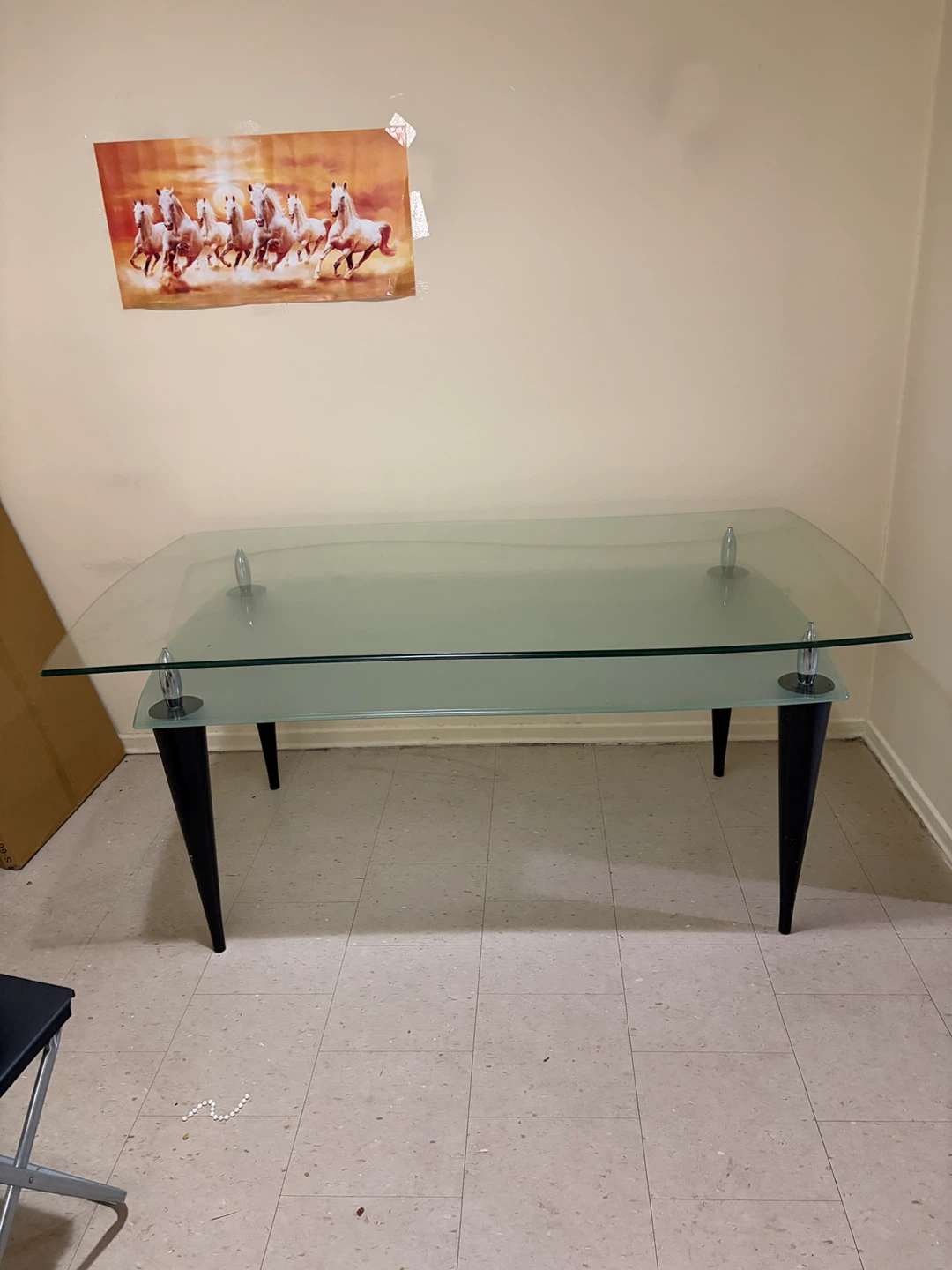 Glass top dining table with black legs - photo 4