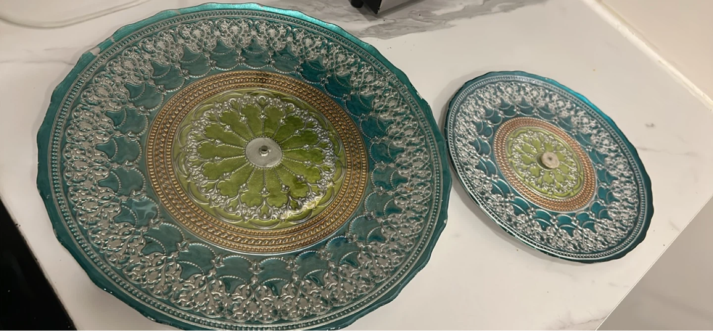 Decorative Teal and Silver Charger Plates (Set of 2) - photo 2