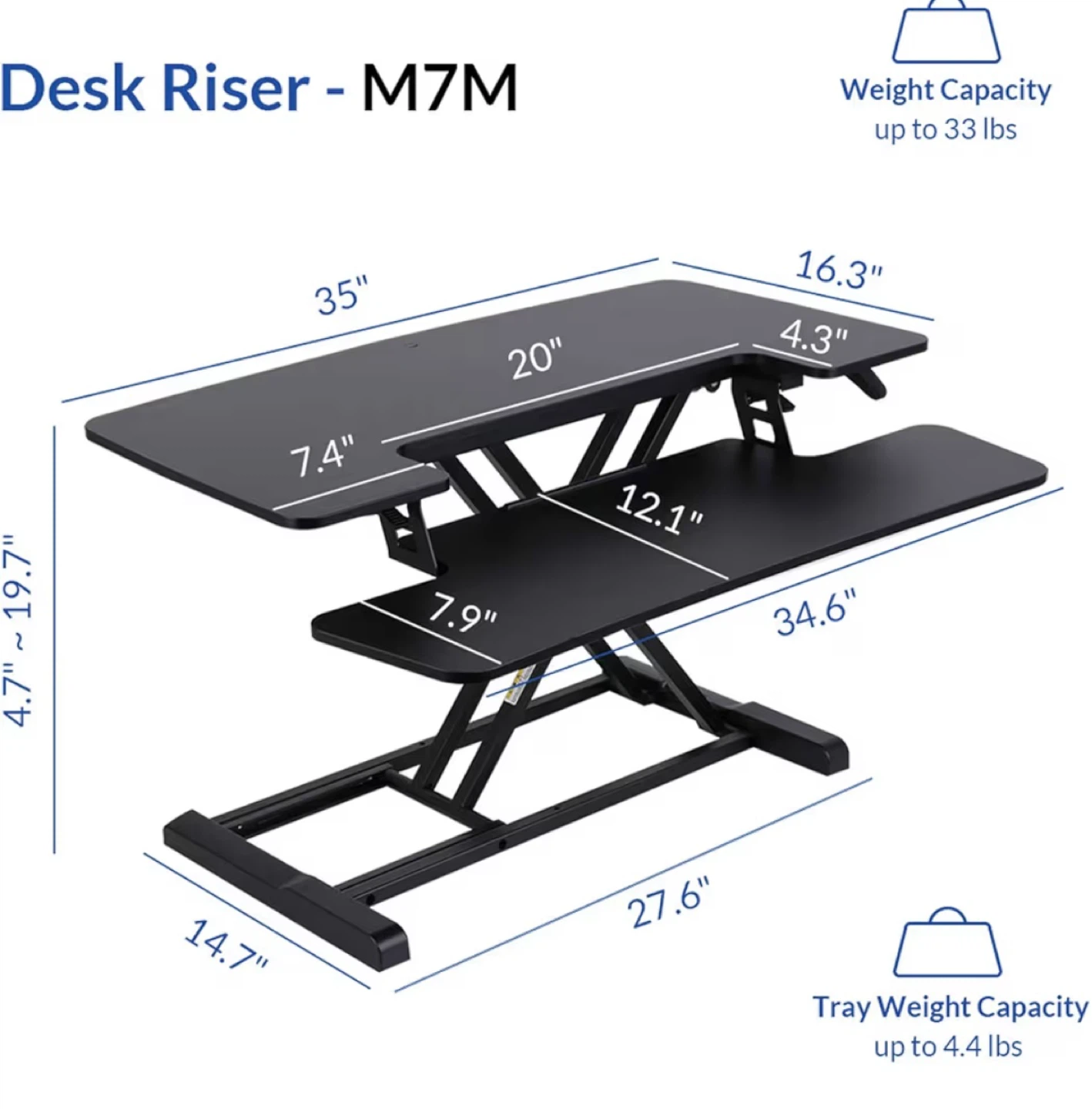FlexiSpot 35 Inch Standing Desk Riser - M7M Black - photo 2