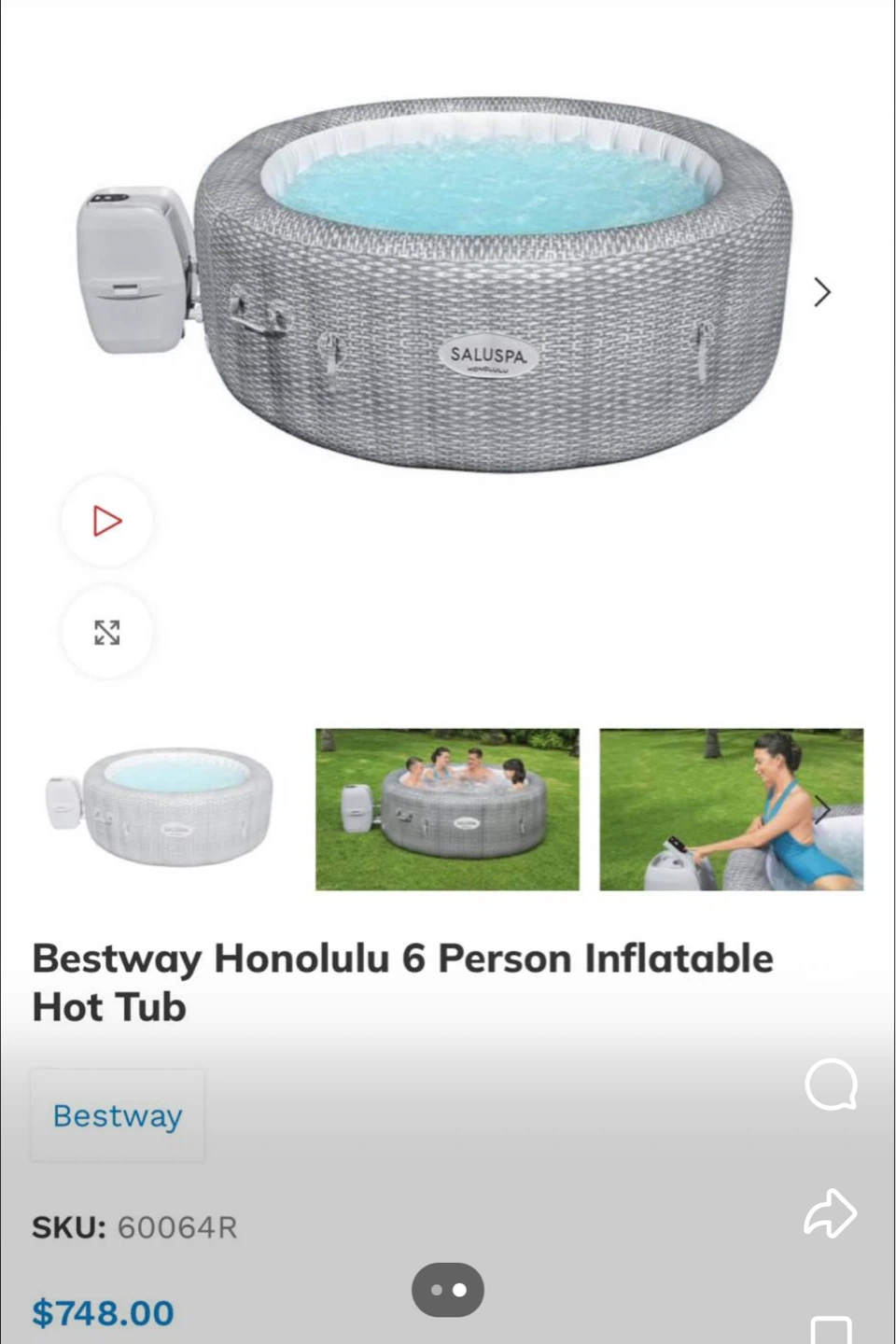 Saluspa Honolulu 6 Person Inflatable Hot Tub - photo 2
