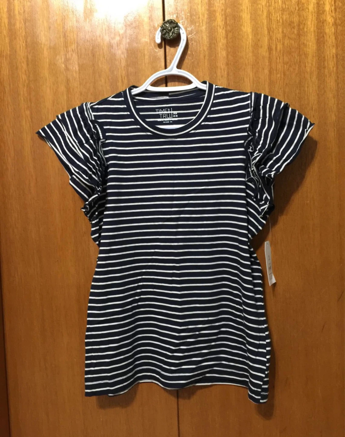 Time and Tru Striped Ruffle Sleeve T-Shirt - photo 2