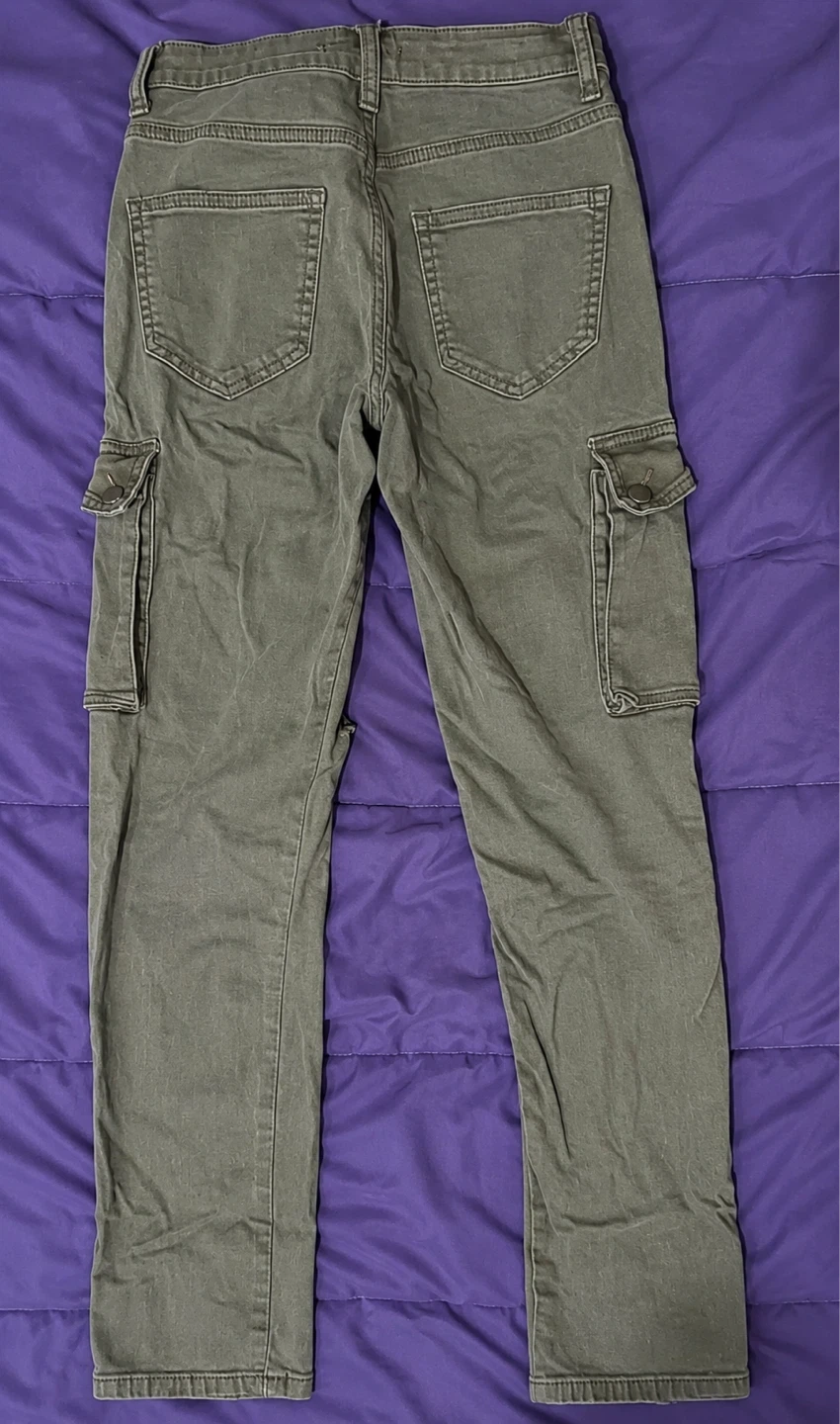 Fashion Nova Olive Green Cargo Pants with Rips