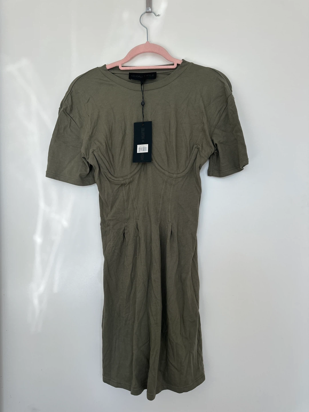 Kendall + Kylie Corset T-Shirt Dress - Olive Green