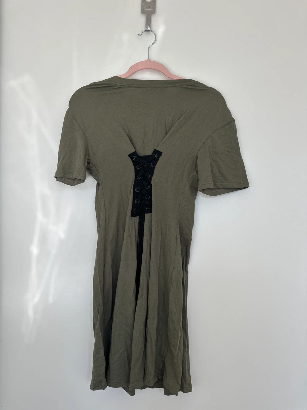 Kendall + Kylie Corset T-Shirt Dress - Olive Green - photo 3
