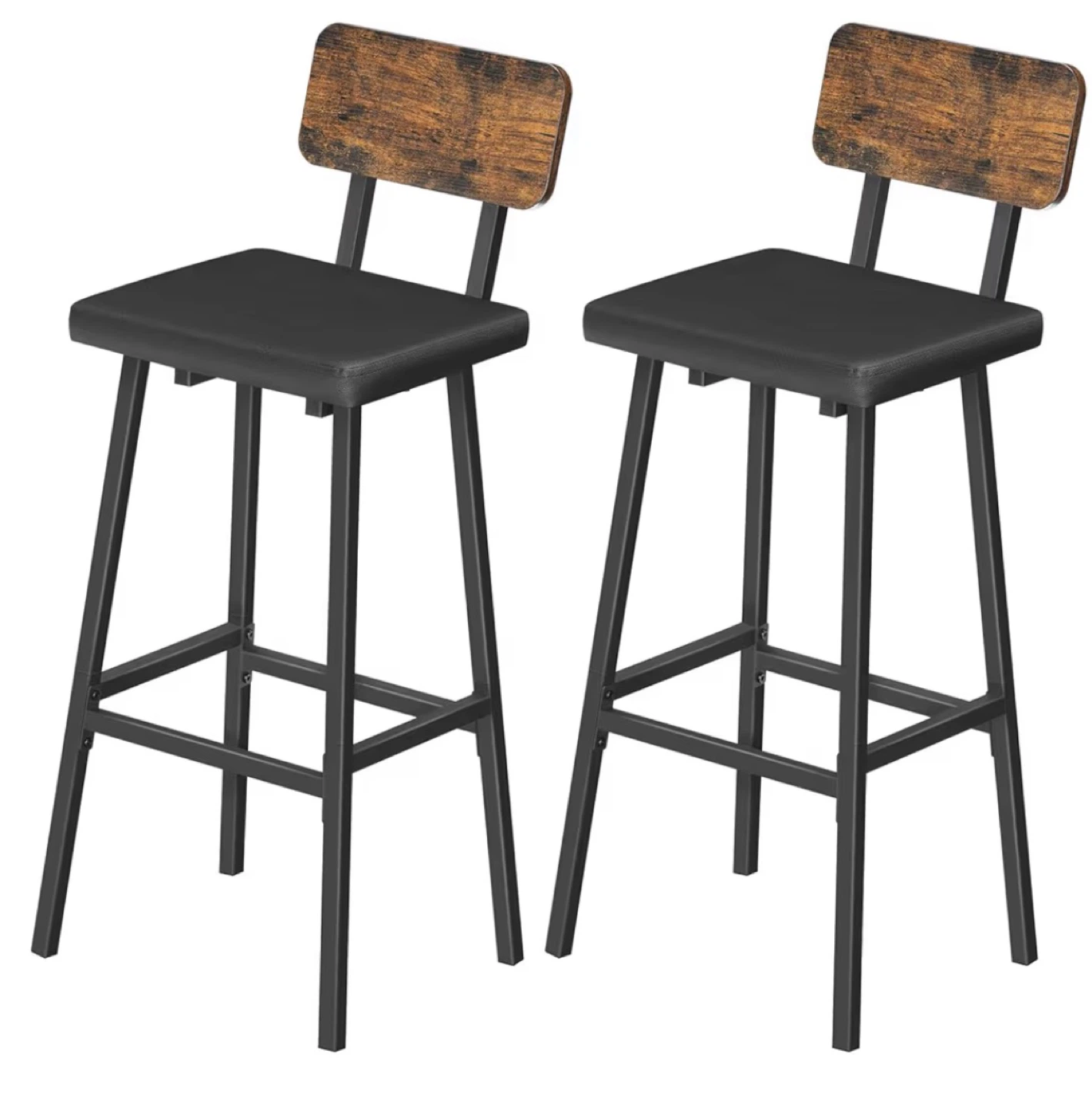 Black Bar Table with Shelf and 2 Stools - photo 4