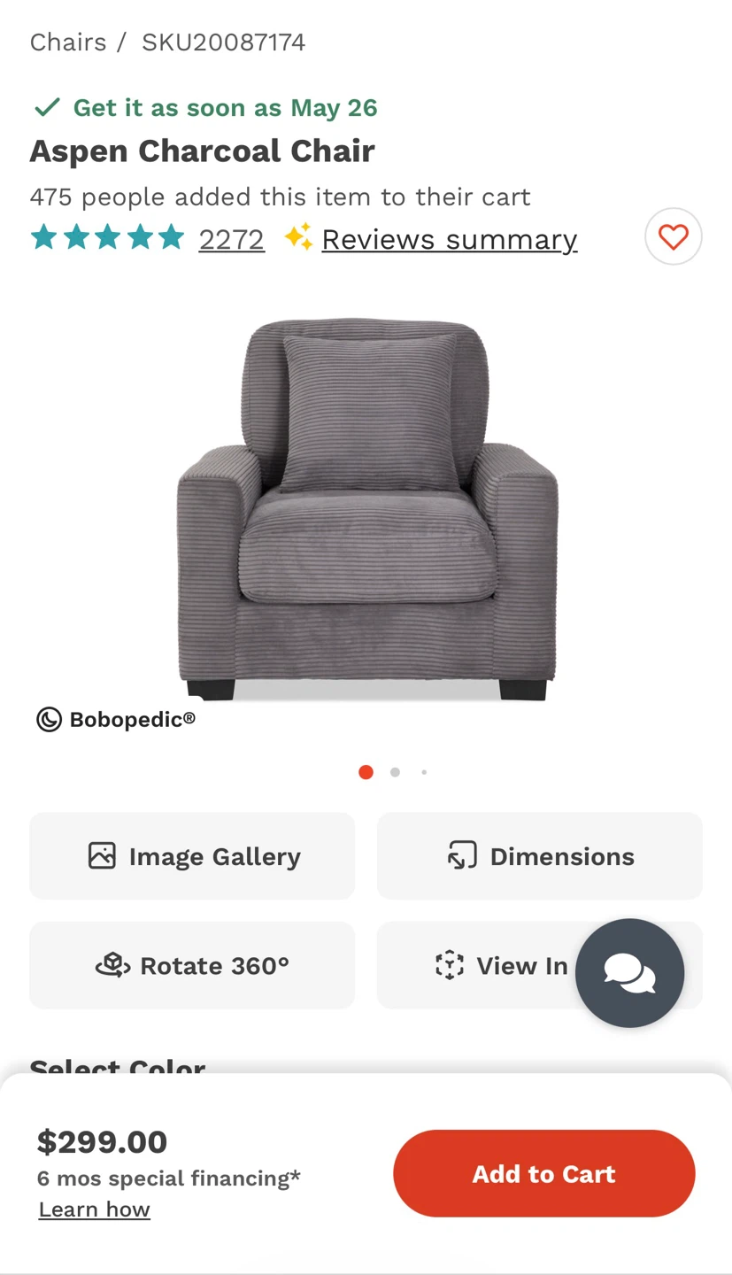 Aspen Charcoal Chair (Bob's Discount Furniture) - photo 5