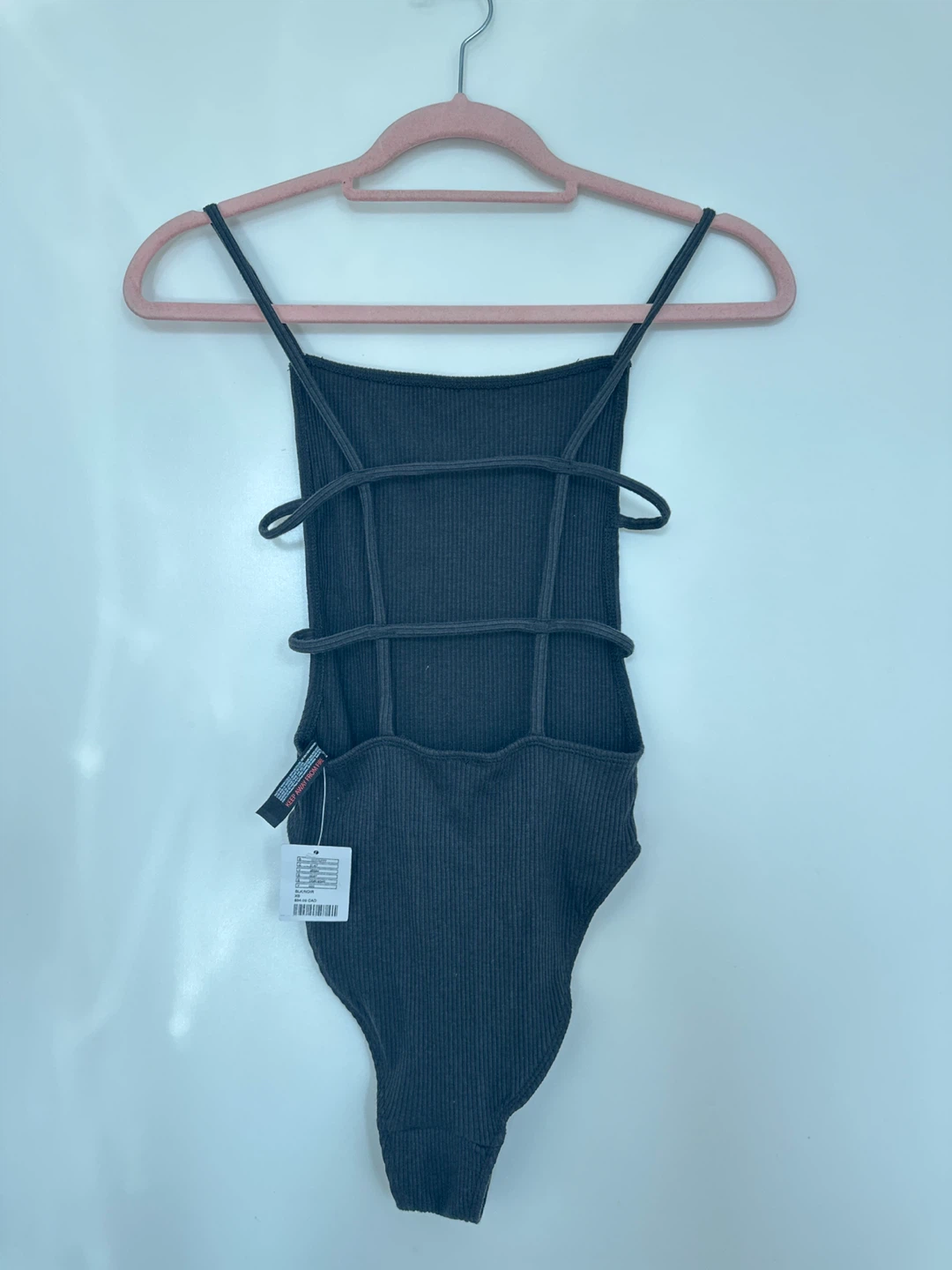 Urban outfitters Black Ribbed Bodysuit with Strappy Back