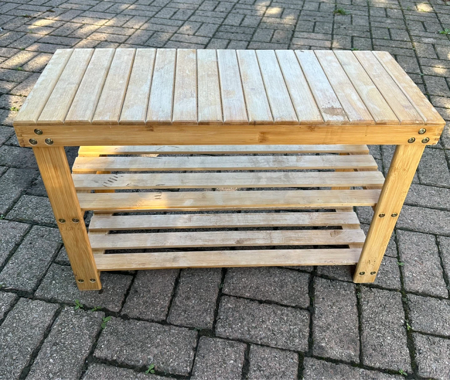 Bamboo 2-Tier Shoe Rack Bench