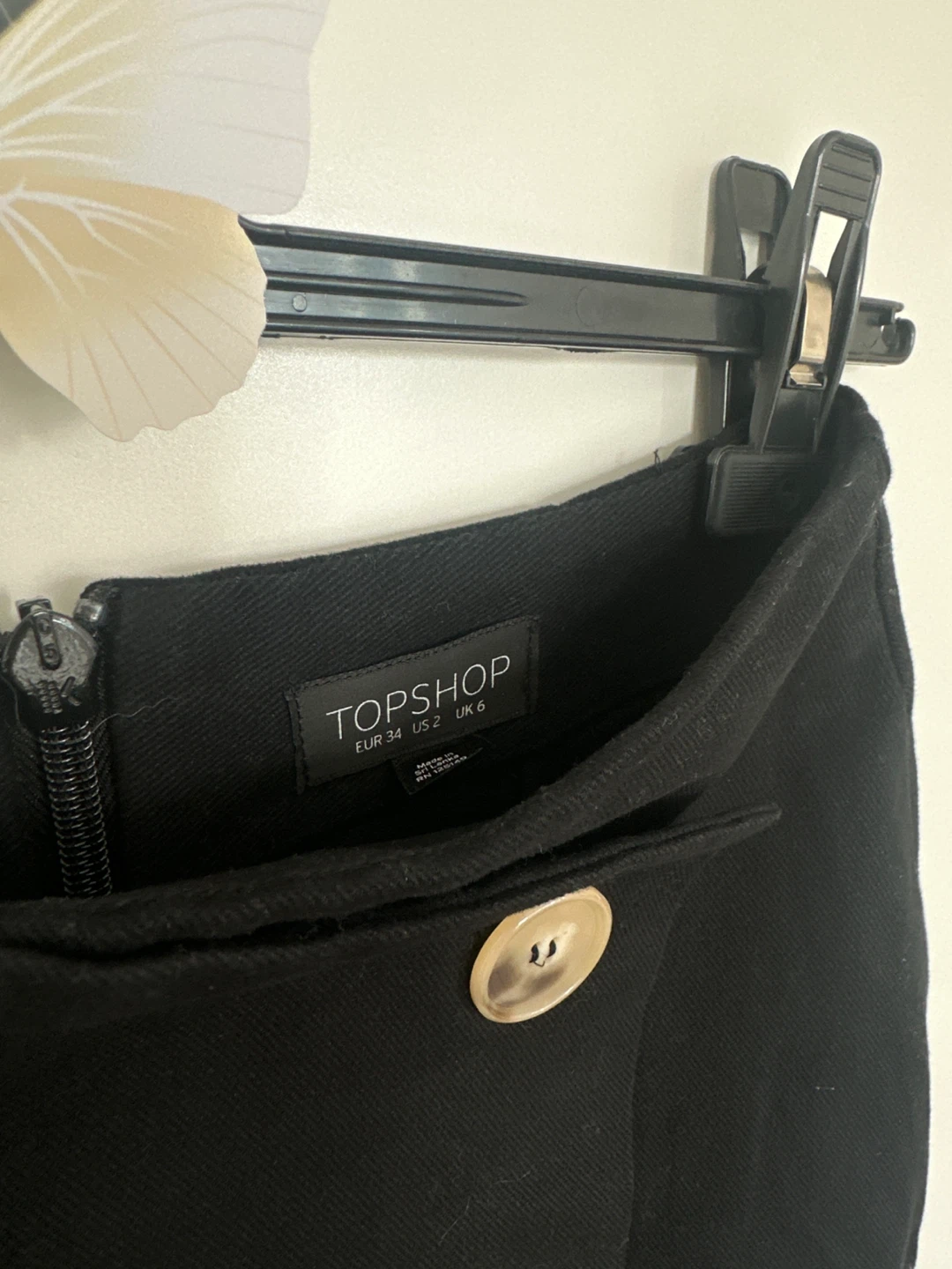 TOPSHOP Black Button Skirt - Size UK 6 - photo 3