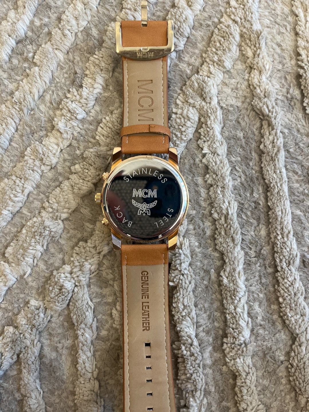 MCM Gold Tone Watch with Cognac Leather Band - photo 2
