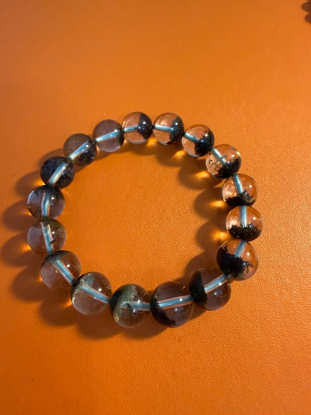 Beaded Bracelet with Clear and Dark Inclusions