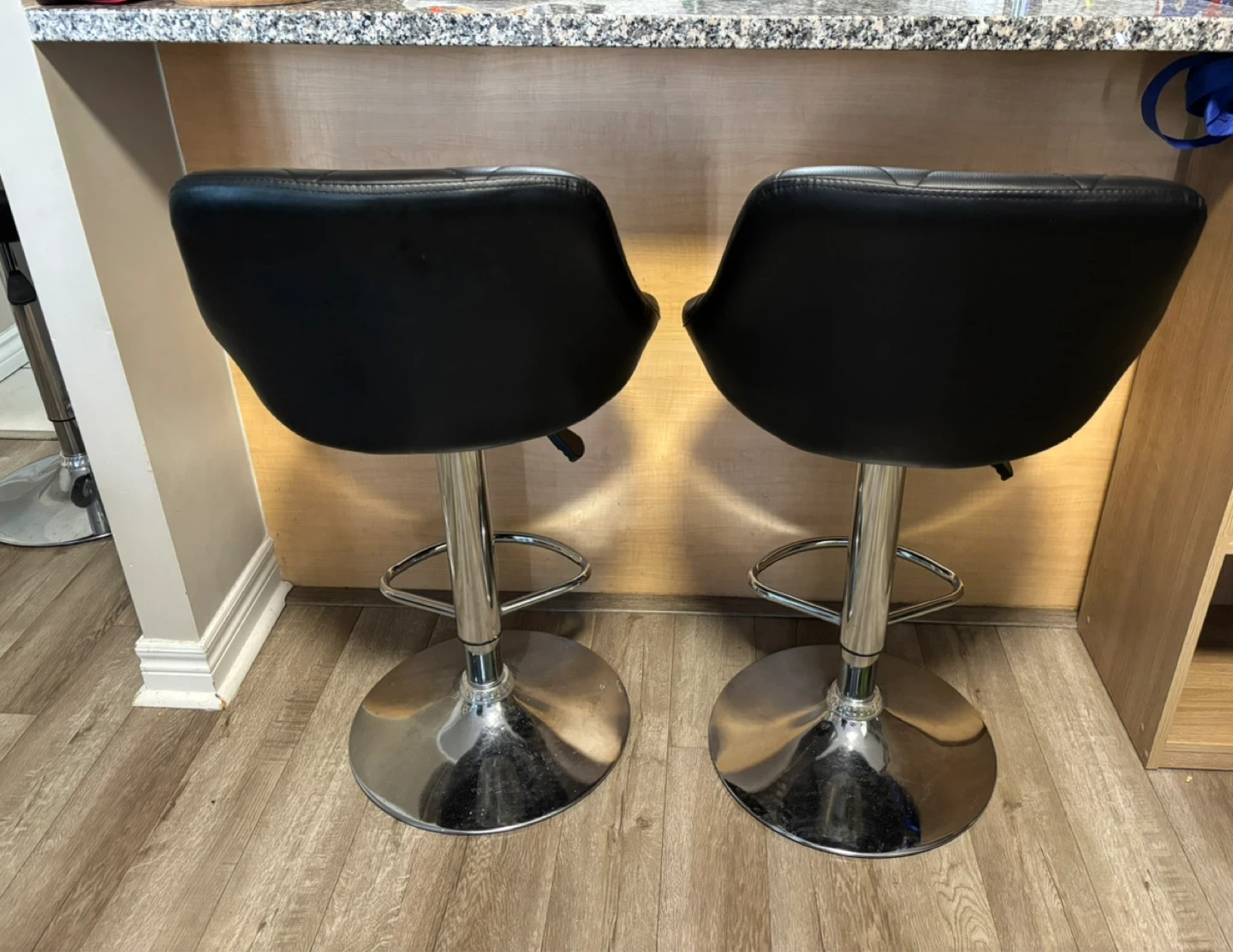 Set of 3 Black Faux Leather Bar Stools - photo 2