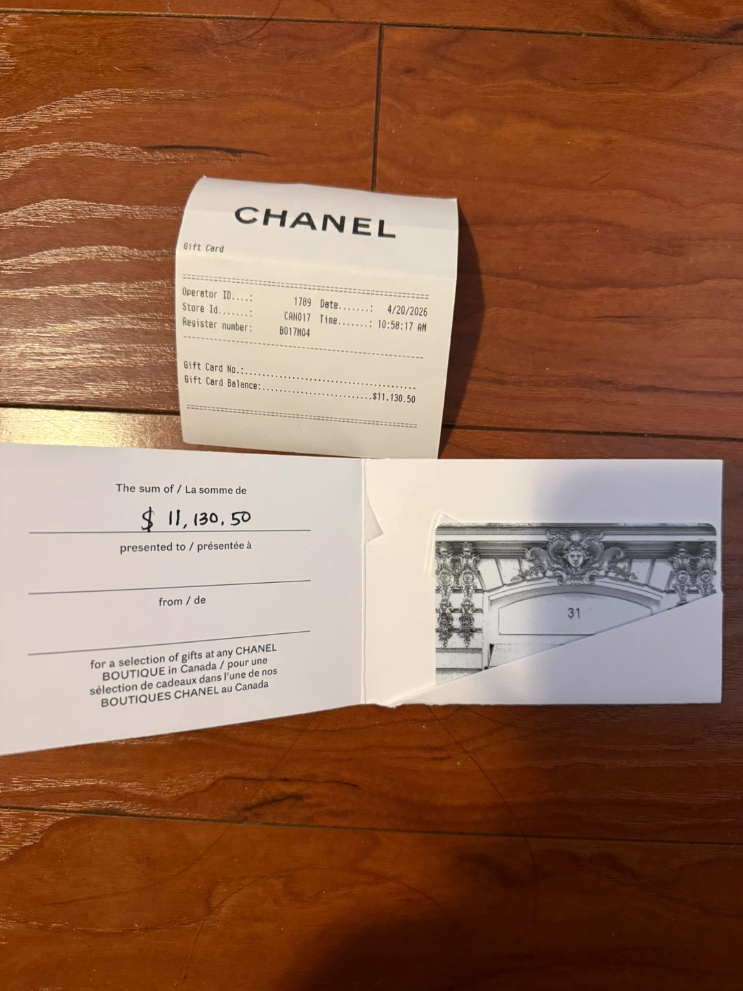 CHANEL Gift Card - $11,130.50 Balance - photo 2