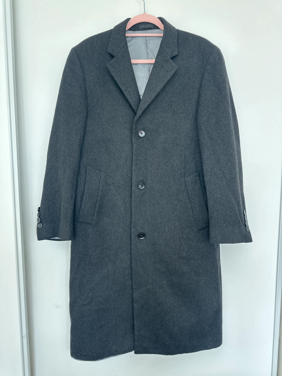 Calvin Klein Charcoal Wool Blend Overcoat