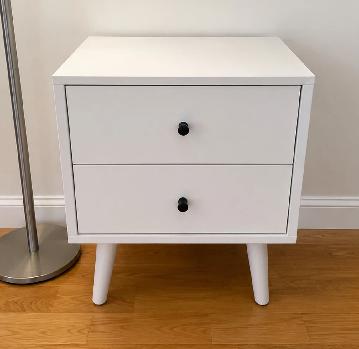 White 2-Drawer Nightstand