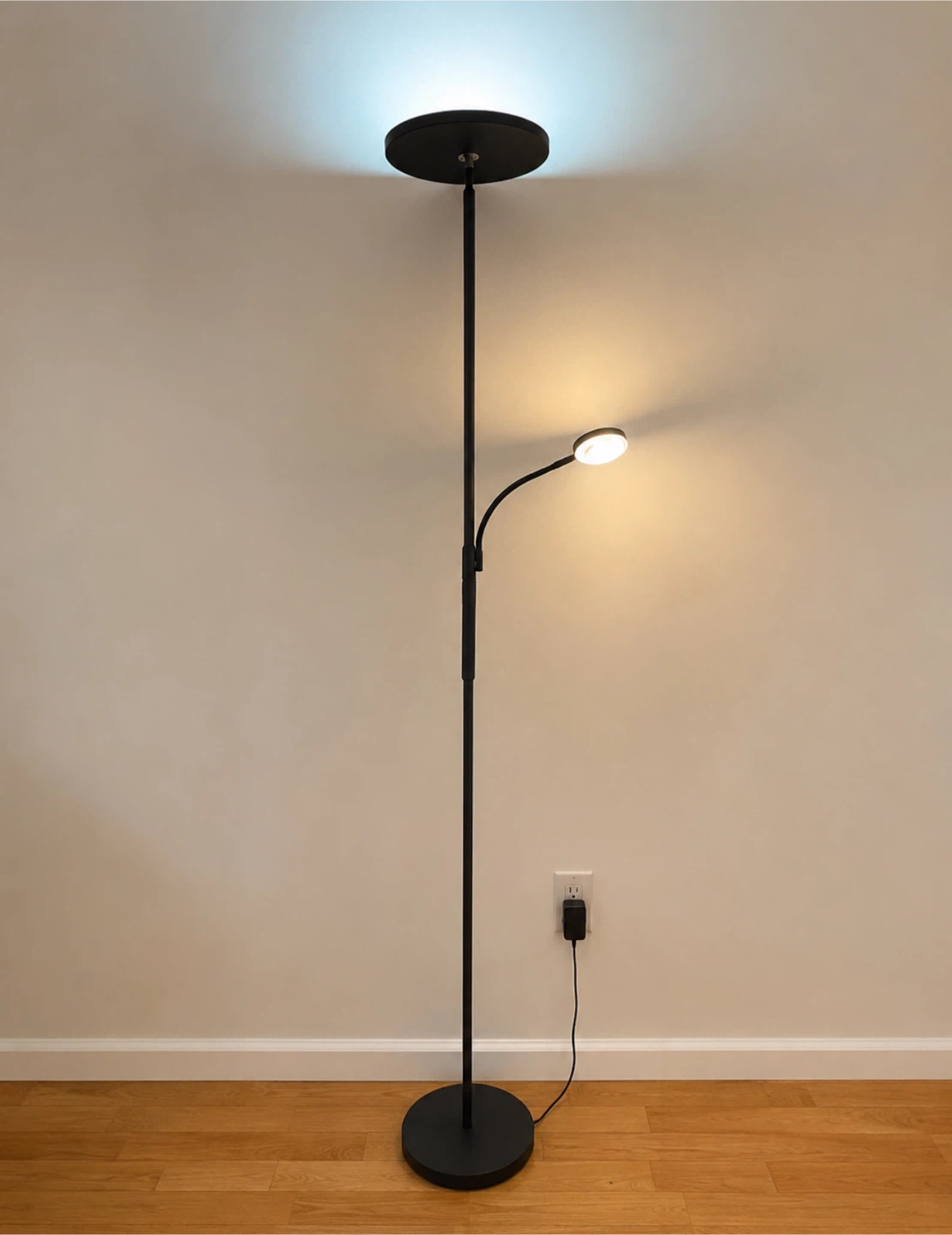 Black Floor Lamp with Adjustable Reading Light