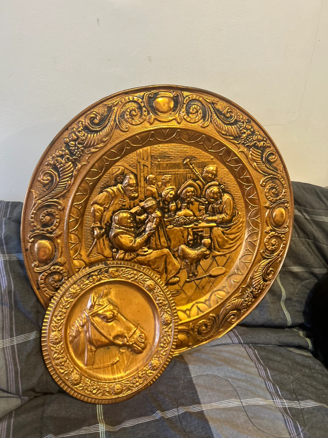 Vintage Embossed Copper Wall Plates - photo 4