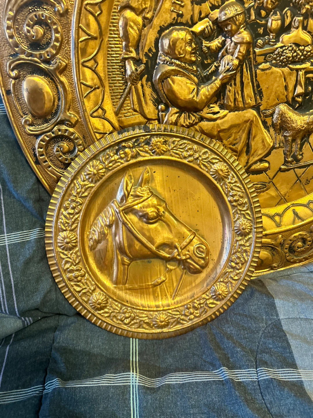 Vintage Embossed Copper Wall Plates - photo 3