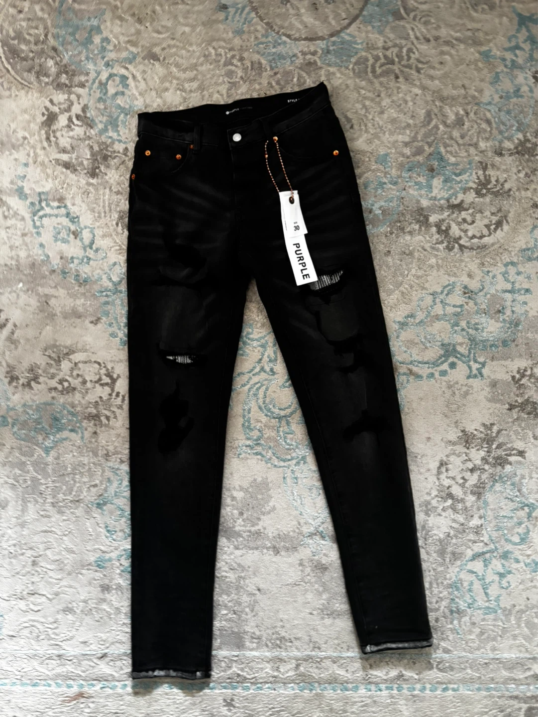 Purple Brand Black Distressed & Painted Jeans Size 30 - photo 5