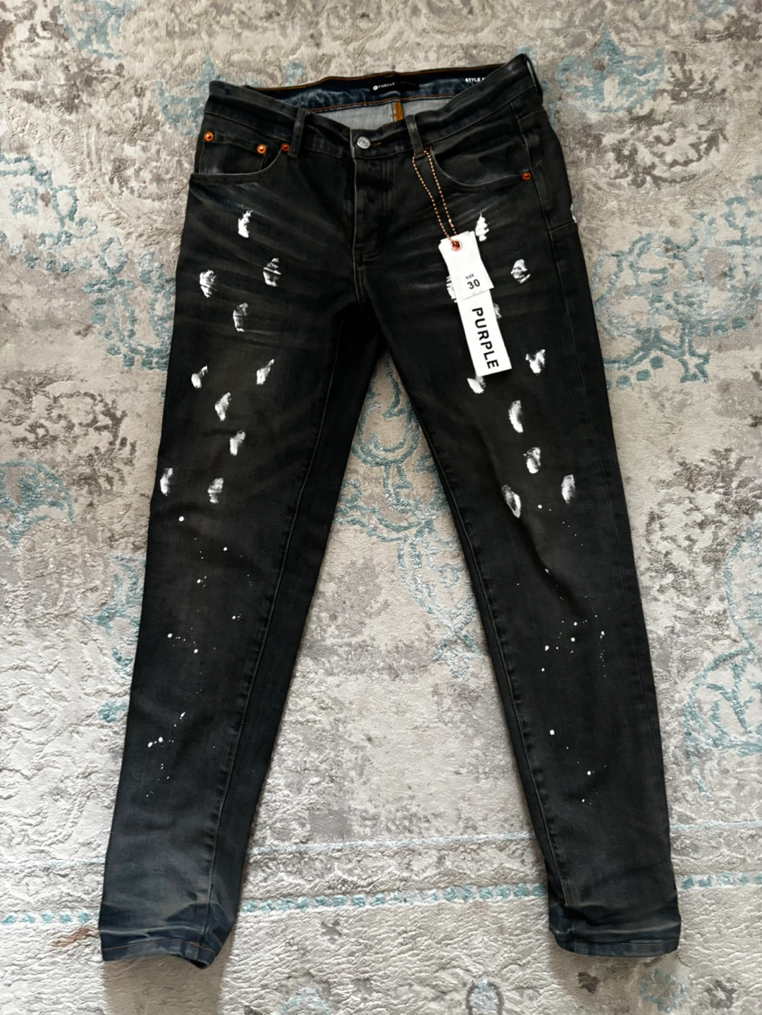 Purple Brand Black Distressed & Painted Jeans Size 30 - photo 4