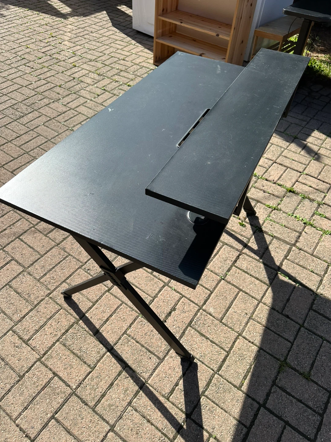 Black Gaming Desk with Shelf - photo 2