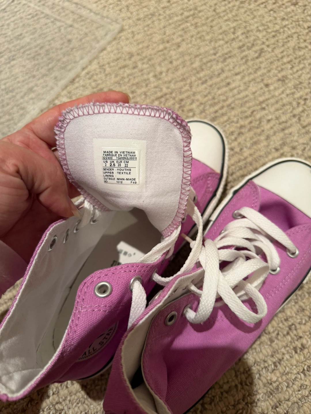 Converse All Star High Top Sneakers - Pink Youth Size 3 - photo 5