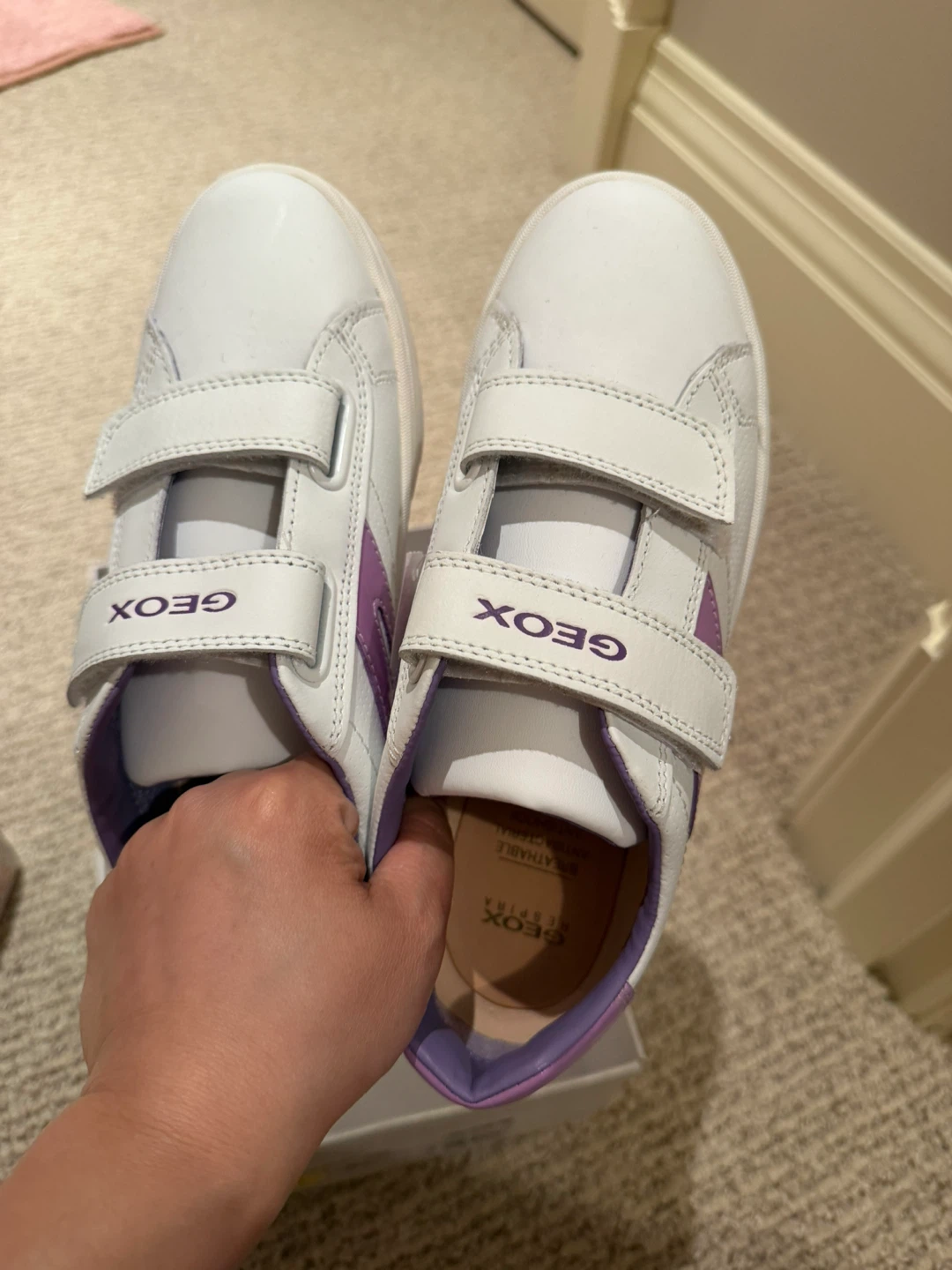 Geox White & Purple Velcro Sneakers - photo 2