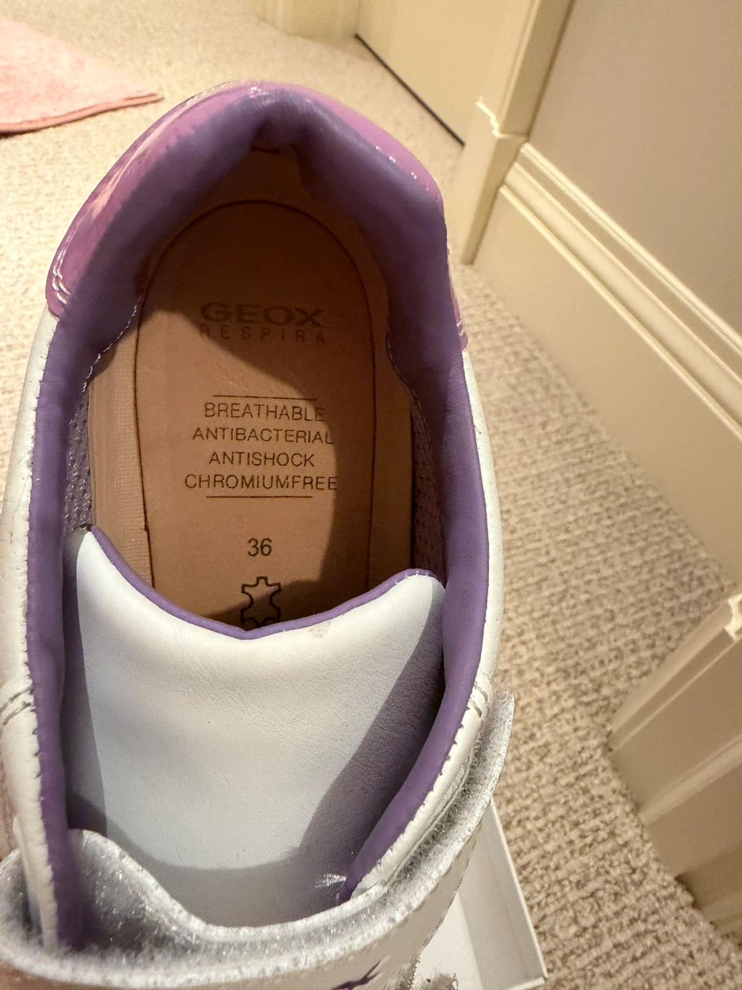 Geox White & Purple Velcro Sneakers - photo 3