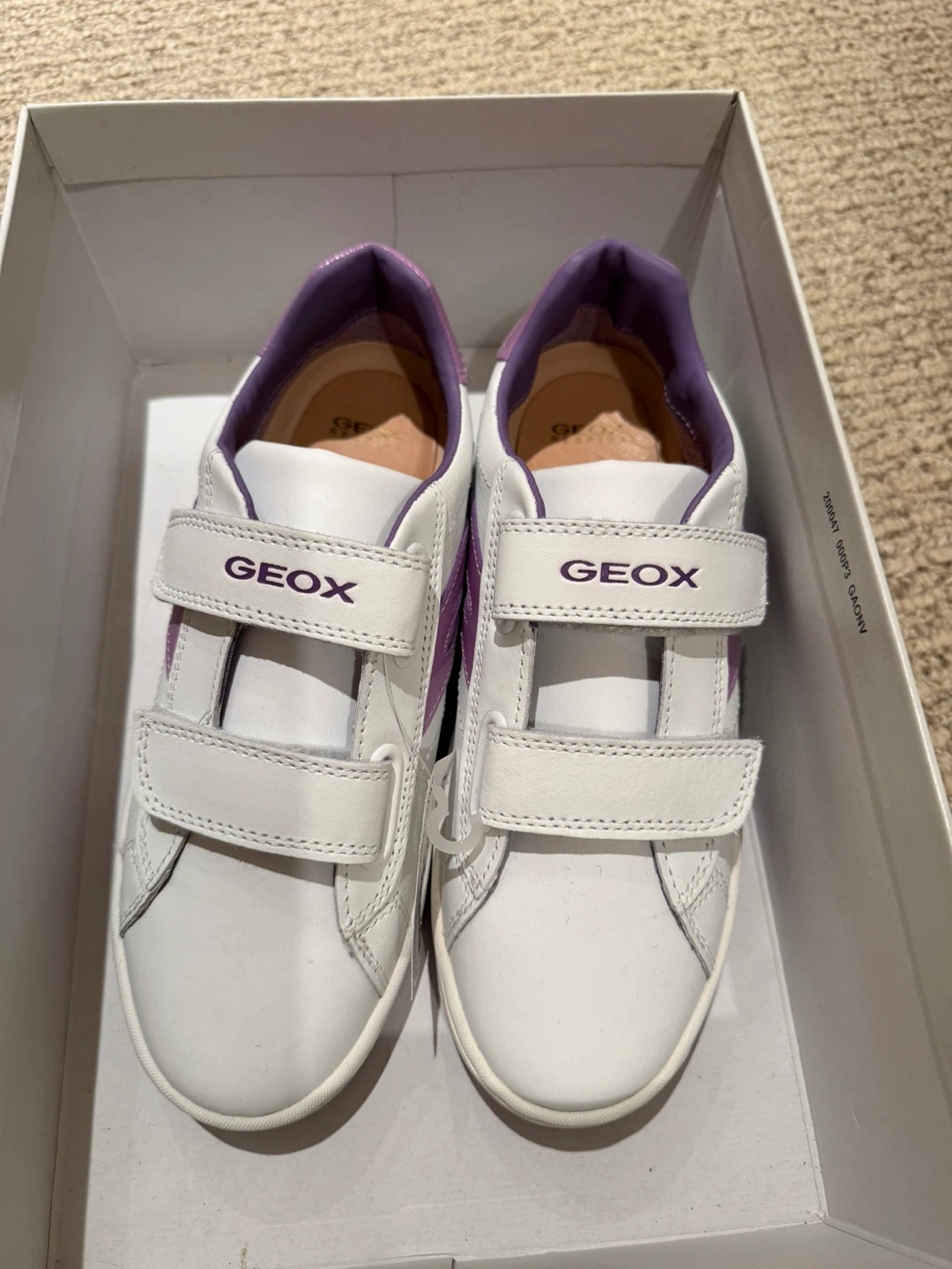 Geox White & Purple Velcro Sneakers