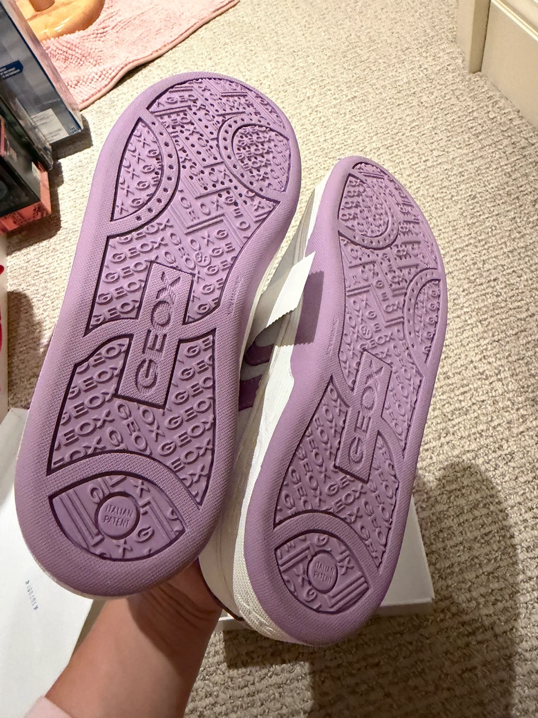 Geox White & Purple Velcro Sneakers - photo 4