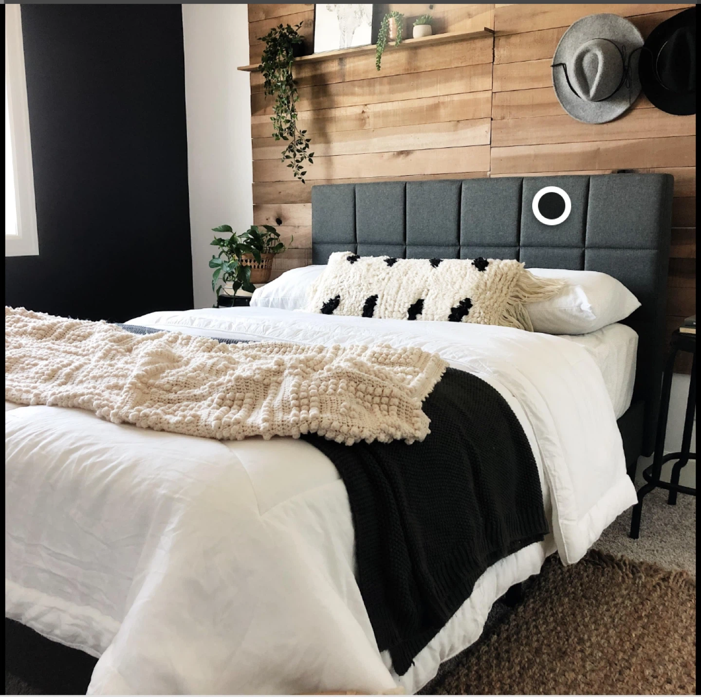 Zinus Grey Upholstered Queen Bed Frame with Headboard
