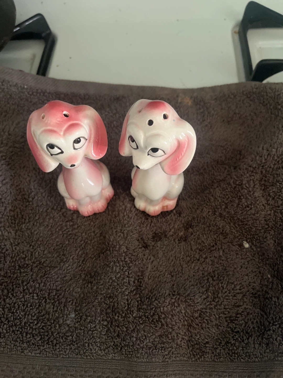 Vintage Ceramic Dog Salt and Pepper Shakers