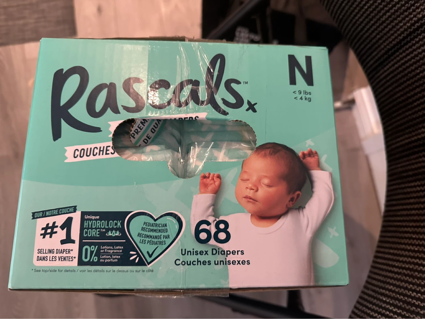 Rascals Unisex Diapers Size N (68 Count)