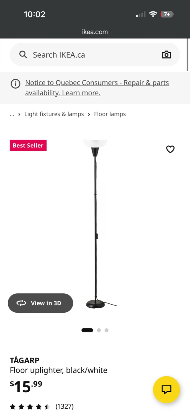 TÅGARP Floor Uplighter, Black/White
