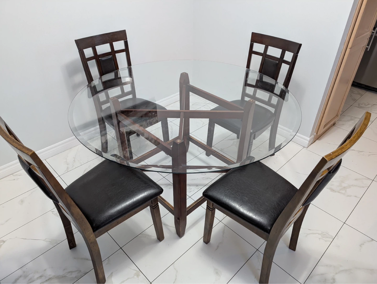 Glass Top Dining Table Set with 2 Chairs