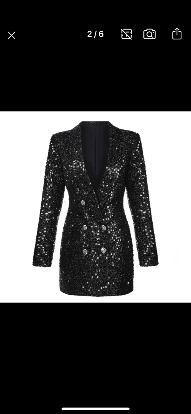 Black Sequin Double-Breasted Blazer (Balmain inspo) - photo 2