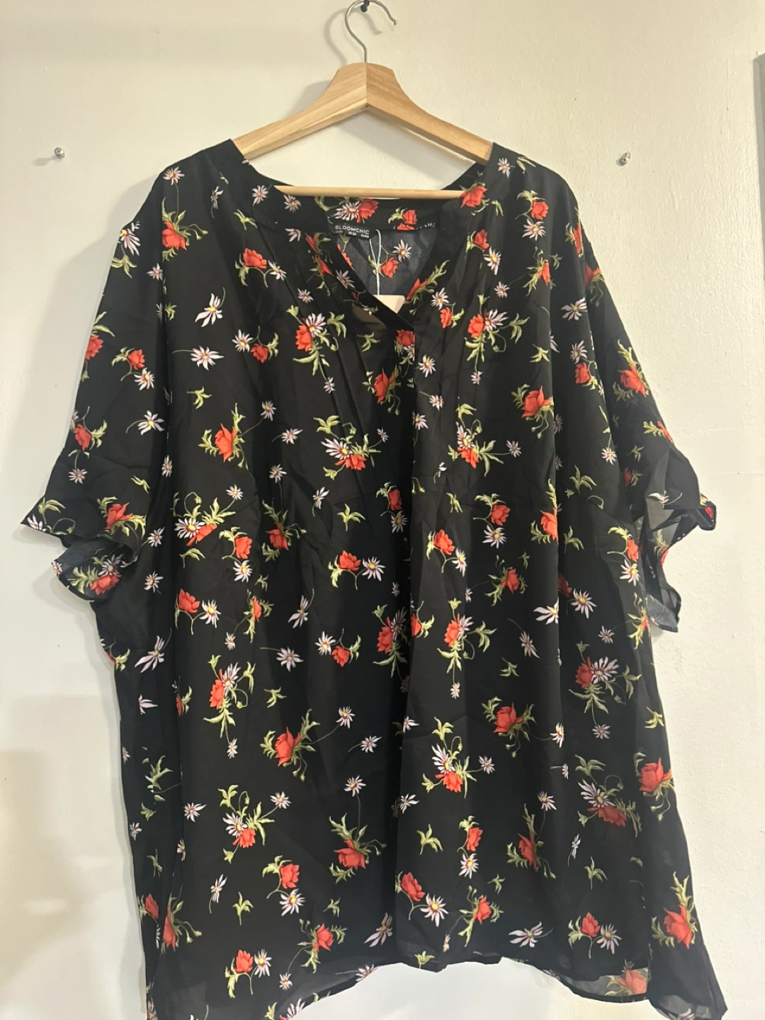 Bloomchic Black Floral V-Neck Top