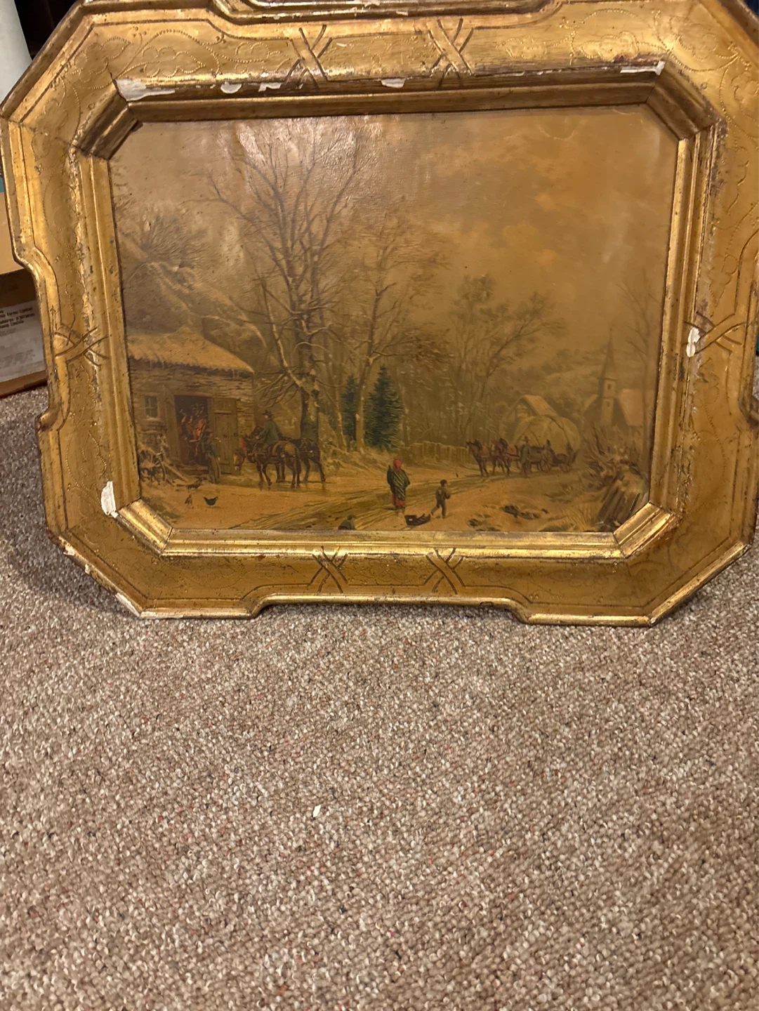 Antique Winter Scene Framed Print