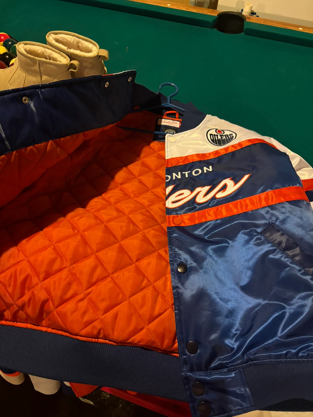 Edmonton Oilers Satin Bomber Jacket - photo 3