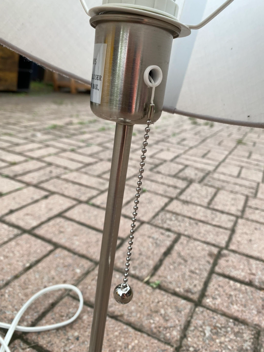 Grey Fabric Table Lamp with Chrome Base - photo 4