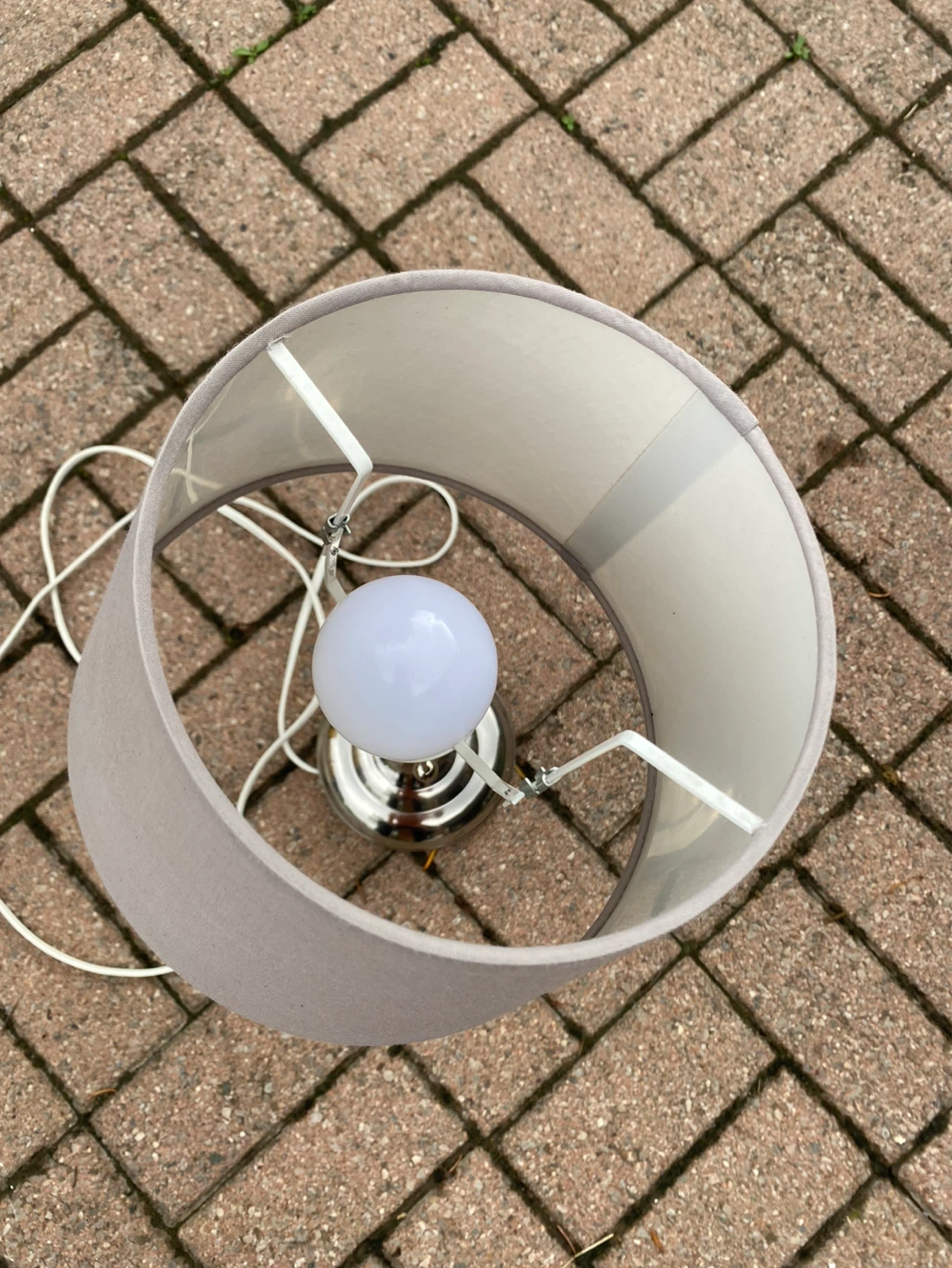 Grey Fabric Table Lamp with Chrome Base - photo 3