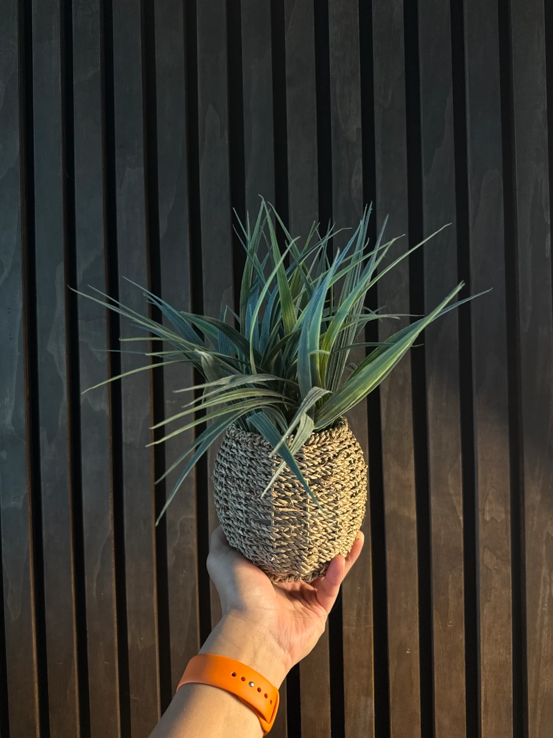 Woven Basket with Faux Plant