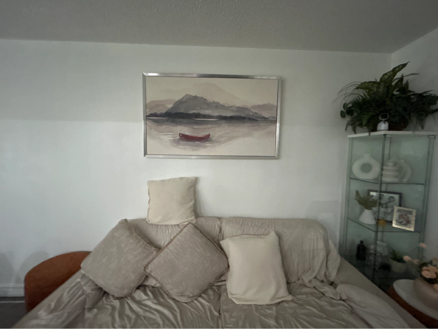 Framed Landscape Art with Canoe - photo 2