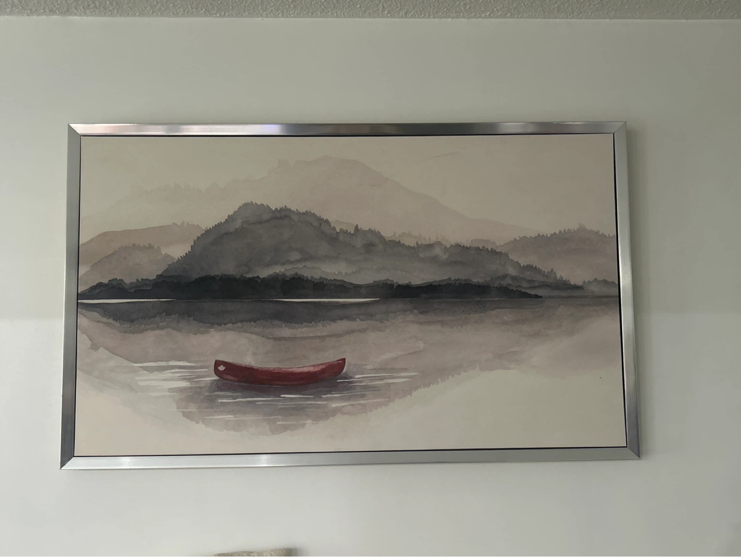 Framed Landscape Art with Canoe