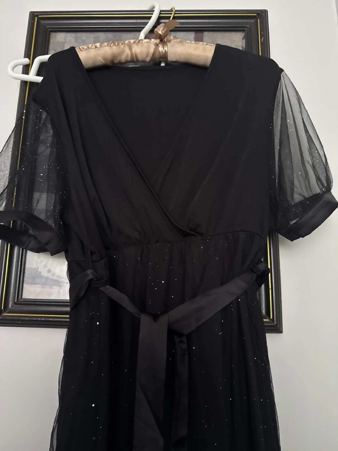 Black sparkly mesh sleeve dress - photo 3