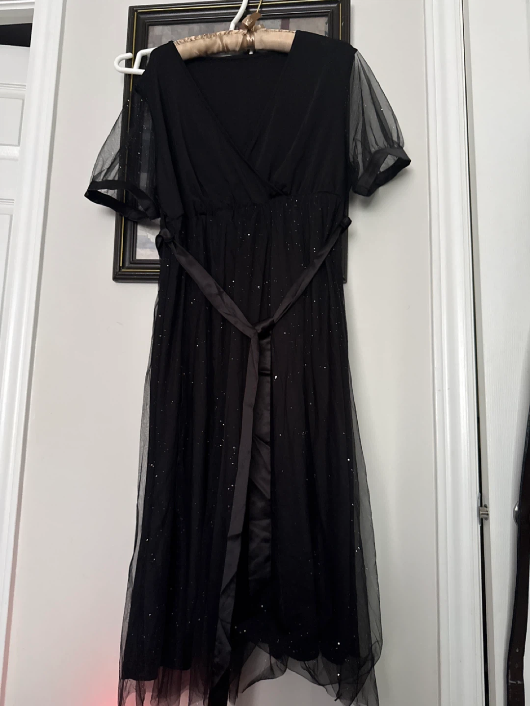 Black sparkly mesh sleeve dress