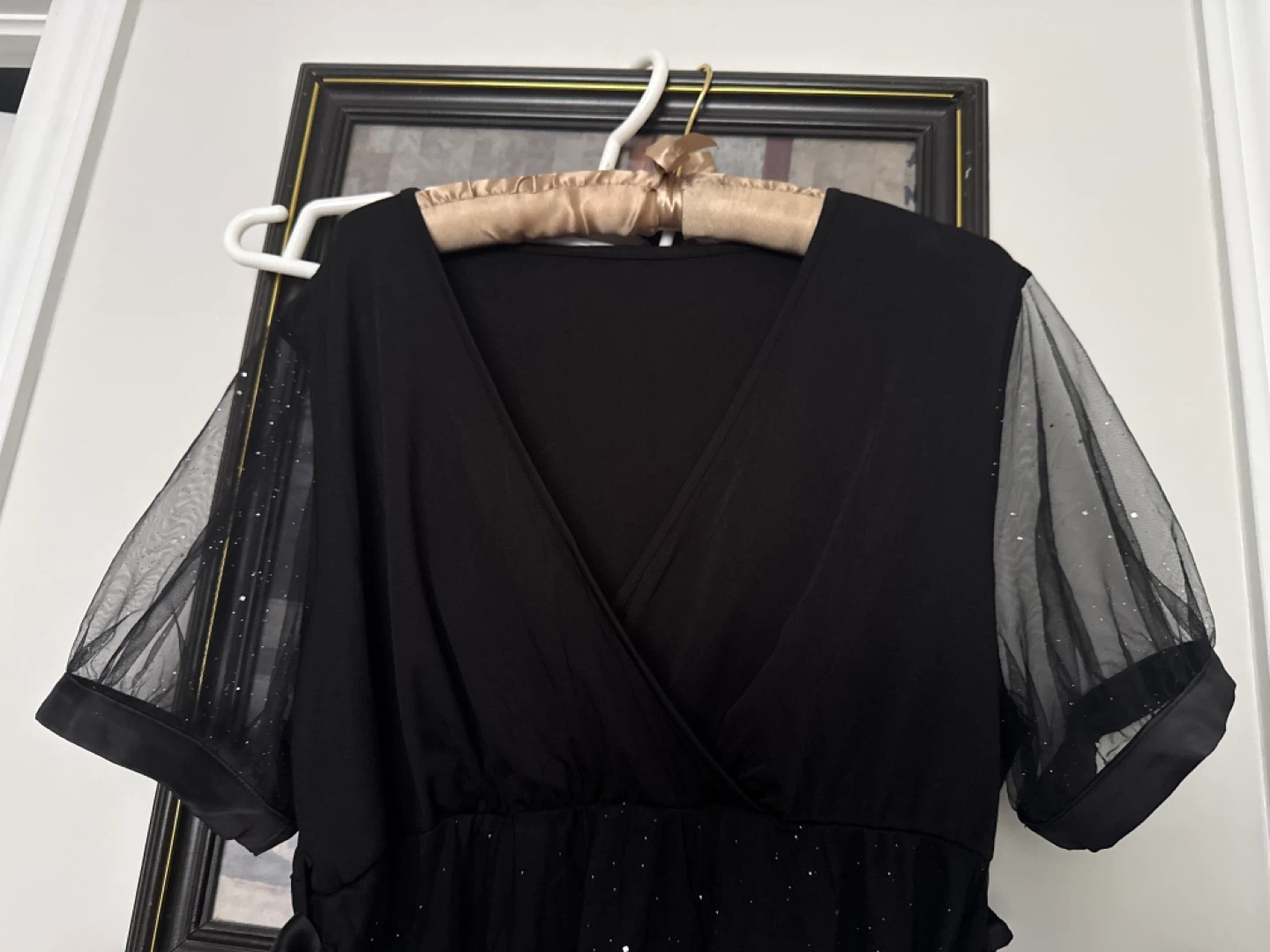 Black sparkly mesh sleeve dress - photo 2