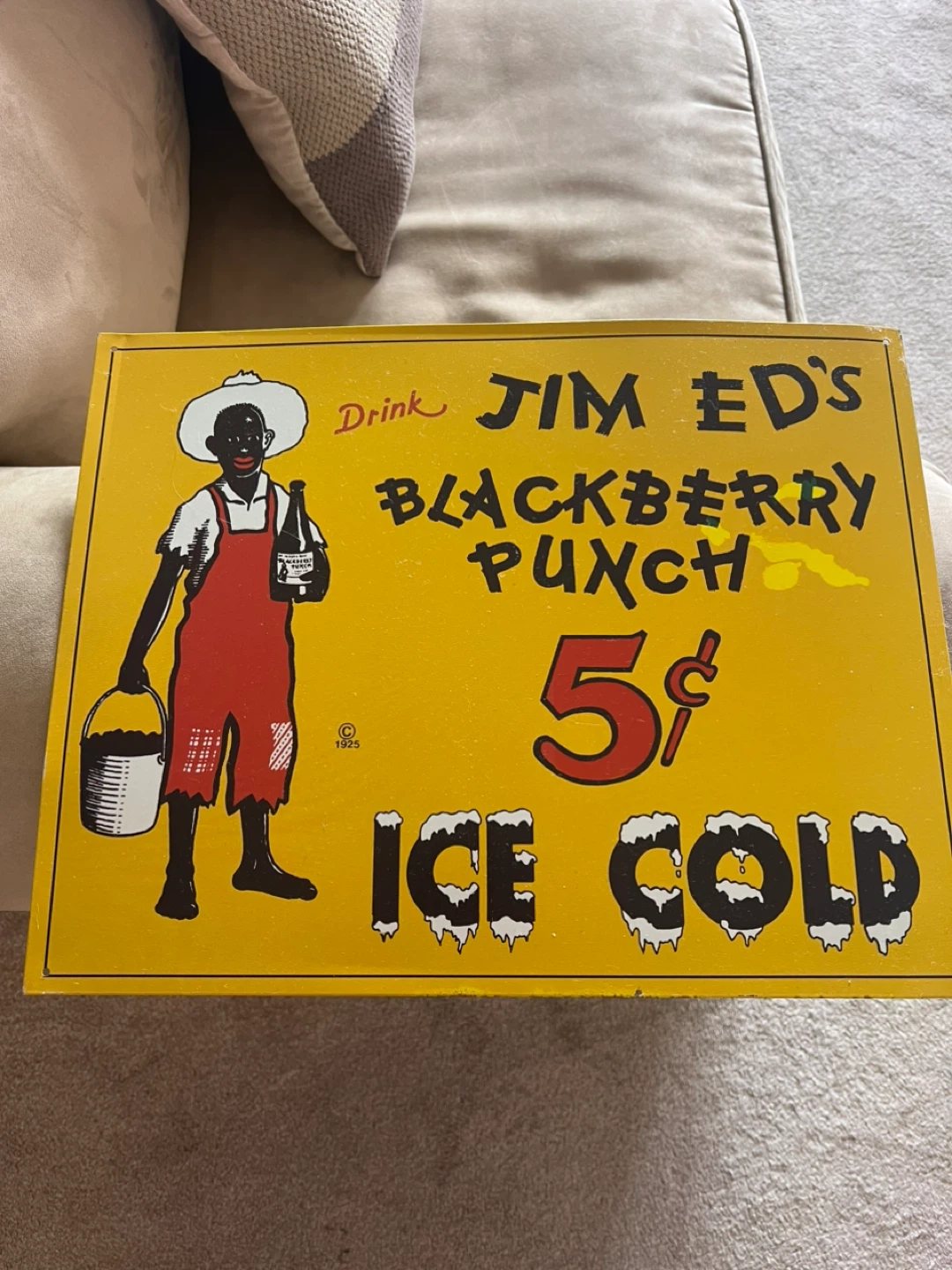 Vintage Jim Ed’s Blackberry Punch Tin Advertising Sign