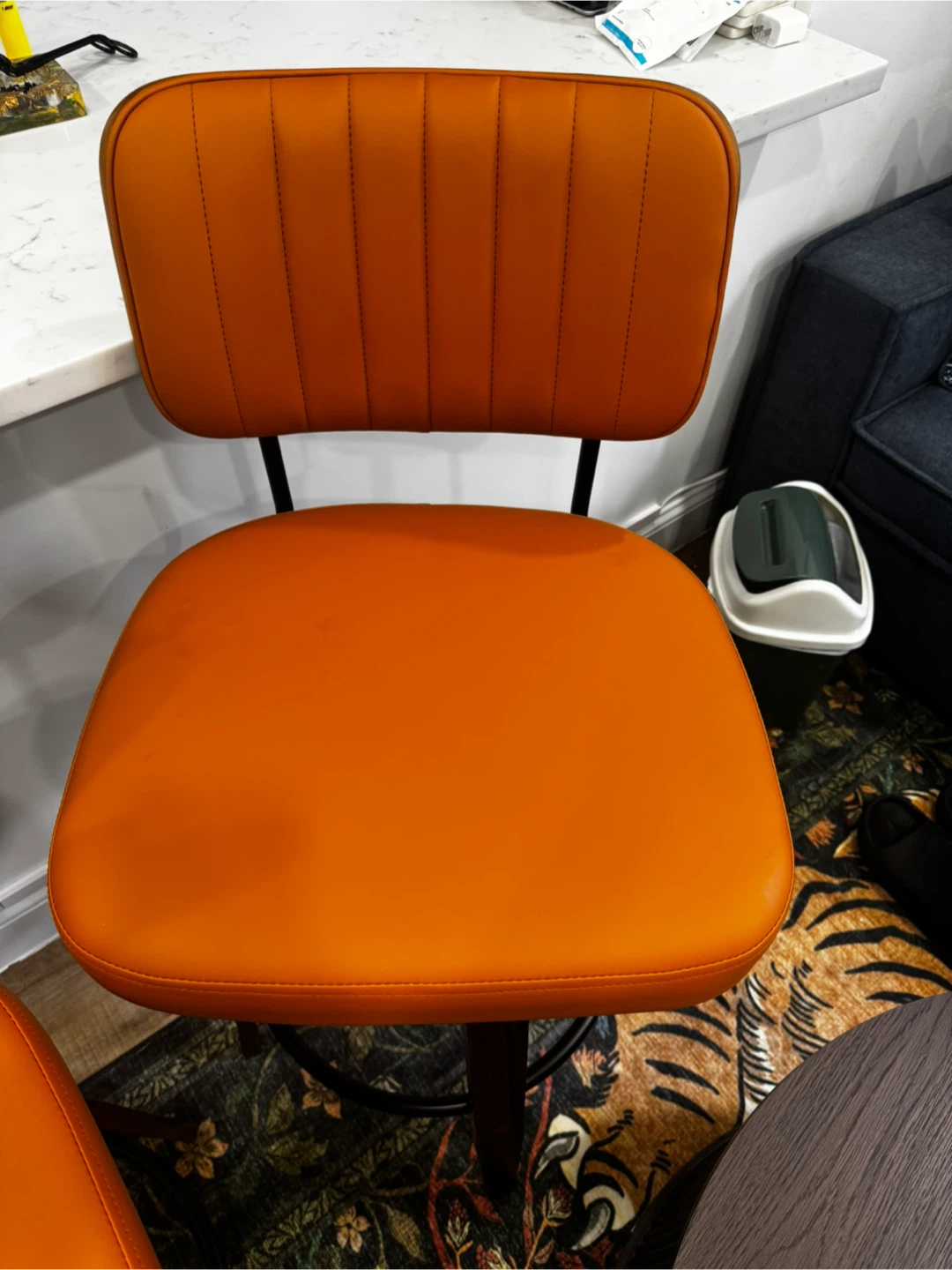 Brand new Set of 2 Mid-Century Modern Swivel Bar Stools - Orange - photo 2